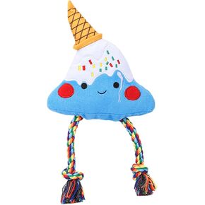 Hugsmart Pet-Fuji Ice-Cream | لعبة الكلب الفخمة الصاخبة للكلاب الصغيرة المتوسطة | ألعاب الكلب التفاعلية لطيفة مع الحبال لصحيفة السحب