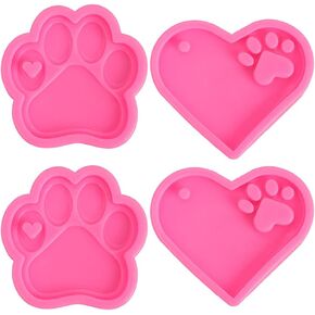 Vctitil 4 pcs love paw print keychain keycain resin aboulds heart bear bear dog candy mould mould for keychain mould (4pcs)