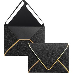 A7 Onversion 10 Pack ، ZTHDJDL Black Onversion 5x7-الأظرف اللامعة الفاخرة لبطاقات 5 × 7 ، أظرف A7 للدعوات ، التخرج ، عيد ميلاد