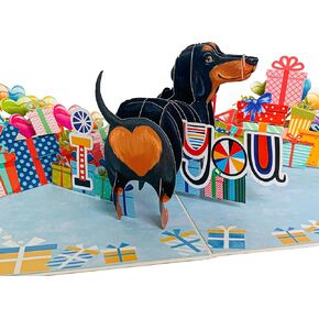 بطاقة عيد ميلاد Dachshund ، بطاقات عيد ميلاد منبثقة 6 × 8 بوصة للنساء ، الرجال ، بطاقة عيد الأم منبثقة للأم ، الابنة ، الجدة ، الأخت