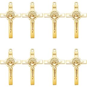60 Pieces Metal Catholic St. Benedict Jesus Cross Charms Plastic Rosary INRI Crucifix Pendants for Diy Necklace Keychain Jewelry Making Supplies