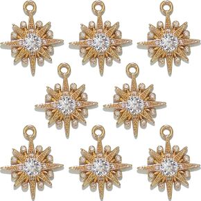 Crystal Zirconia Gold Plated Brass Charms for Jewelry Making Bracelet Necklace Earring Pendant Craft Supplies DIY Accessories
