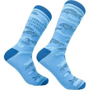 Crazy Dog T-Shirts Men's Easily Distracted By Fish Socks Funny Fishing Hook Catch Fishermen Footwear