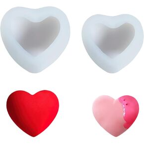 2 PCS شمعة على شكل قلب صنع قوالب 3D شكل قلب شمعة القالب السيليكون ل DIY الشوكولاته كعكة الحلويات العطرية شمعة الصابون شمع الجص راتنجات الفن