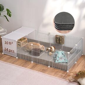 Guinea Pig Rabbit Cages with Lid & Liner 10ft CNC Small Animal Playpen Indoor Bunny Cage Large Critter Loft Habitat Hedgehog Pet Hutch 55x28x14inch