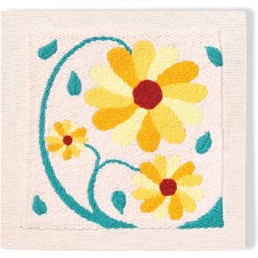 LB Orange Floral Punch Needle Kit Frame, Punch Needle Kits Adults Beginner Hand Embroidery Starter Kit with Flower Pattern and Instructions Punch Needle Embroidery Kit Include Embroidery Hoop Threads