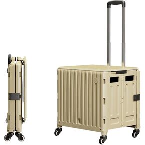Collapsible Crate with Wheels: Expandable Rolling Cart with Wheels, Pink Storage Organizer for Home, Easter Gifts & Shopping Utility Carts Trolley Cart, (Yellow, L