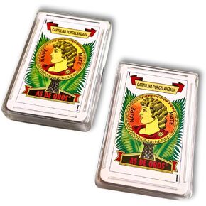 2 Pack Faisan Plastic Spanish Deck – 40 Cards per Pack with Plastic Case (Red or Black)