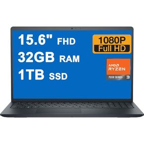 Dell Inspiron 15 3535 Business Laptop 15.6" FHD Anti-Glare AMD 6-Core Ryzen 5 7530U Processor (Beats i7-1255u) 16GB RAM 512GB SSD USB-C HDMI ExpressCharge Win11 Black