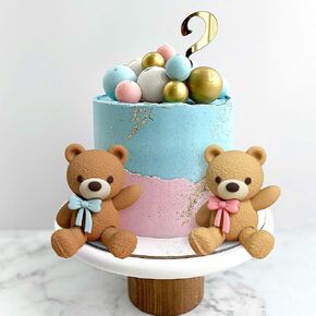 Jevenis Pink Blue Gender تكشف عن كعكة أقطار أعلى صبي أو فتاة الديكور كعكة الدب الديكور دخن الطفل ديكور