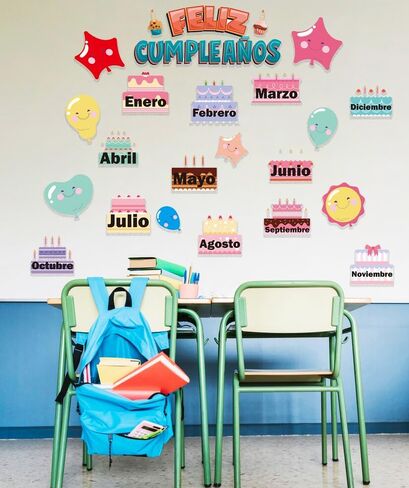Spanish Bulletin Board Decoration Set for Classroom | Happy Birthday Sign | Inspirational Back to School Poster in Kuwait