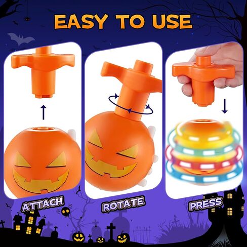 Spinning Top Light Up Toys Christmas Stocking Stuffers for Kids Rechargable Novelty Spinner Music Toys Halloween Birthday Gifts Party Favor Goodies Bags (Black-Monster) in Saudi Arabia