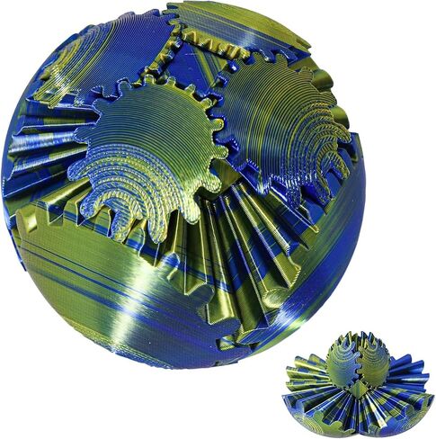 3D Printed Gear Ball Fidget Toy，Easter Basket Stuffers，Gear Sphere, Gear Ball Fidget Toy, Stress Ball, GearSphere Desk Toy, Fidget Ball, Gear Toy for Stress and Anxiety Relaxing (Purple Blue) in Saudi Arabia