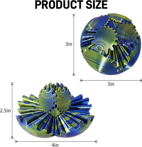 3D Printed Gear Ball Fidget Toy，Easter Basket Stuffers，Gear Sphere, Gear Ball Fidget Toy, Stress Ball, GearSphere Desk Toy, Fidget Ball, Gear Toy for Stress and Anxiety Relaxing (Purple Blue) in Saudi Arabia