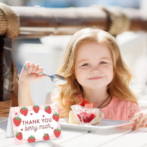 Whaline 24 Pack Strawberry Thank You Cards Bulk Pink Fruit Greeting Cards with Envelopes Stickers Blank Note Cards for Summer Wedding Birthday Baby Shower Party Supplies, 4 x 6 Inch in Kuwait