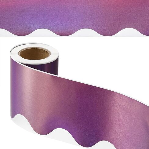 PATIKIL Iridescent Bulletin Board Border, 33 Feet Poster Chalkboard Cork Decoration Scalloped Borders Wall Decor for Classroom Office Locker, Purple in Saudi Arabia