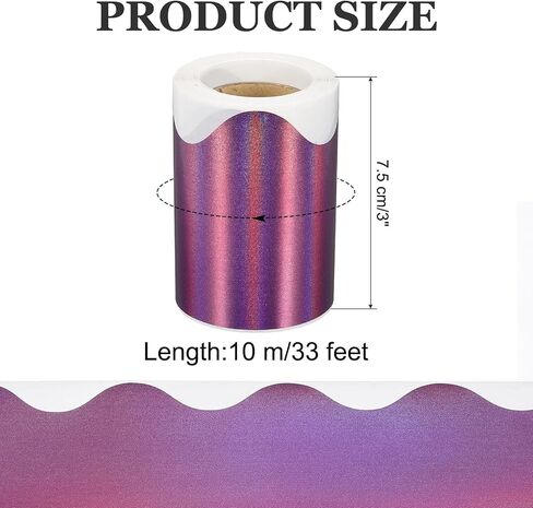 PATIKIL Iridescent Bulletin Board Border, 33 Feet Poster Chalkboard Cork Decoration Scalloped Borders Wall Decor for Classroom Office Locker, Purple in Saudi Arabia