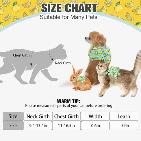 PAWCHIE Cat Harness and Leash Set with Bow Knot,Cats Escape Proof-Adjustable Daisy Floral Kitten Harness Soft Outdoor Walking Travel Pet Harness,Puppy Harness for Girl Cats Bunny Rabbit Small Dog,Blue in Saudi Arabia