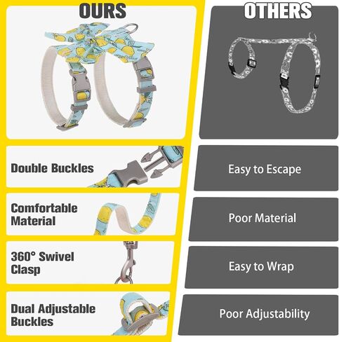PAWCHIE Cat Harness and Leash Set with Bow Knot,Cats Escape Proof-Adjustable Daisy Floral Kitten Harness Soft Outdoor Walking Travel Pet Harness,Puppy Harness for Girl Cats Bunny Rabbit Small Dog,Blue in Saudi Arabia
