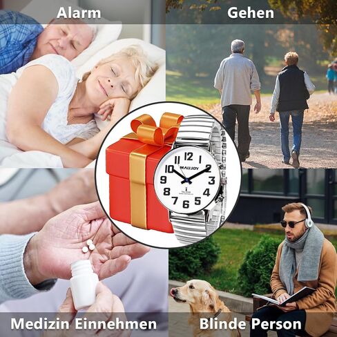 Atomic American English Talking Watch Speaks Clear and Loud Time, Date and Alarm time Stretch Band is Best Gift for Senior,Visually impaired, or Blind People in Kuwait
