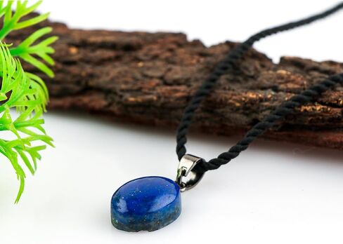 Natural Raw Larimar Gemstone Pendant Necklace, Black Cotton Cord Necklace, Handmade Jewelry, AAA Quality Rough Stones, Chakra Stones, Healing Crystals, Birthday Gift for Womem, 18 Inch in Saudi Arabia