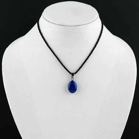 Natural Raw Larimar Gemstone Pendant Necklace, Black Cotton Cord Necklace, Handmade Jewelry, AAA Quality Rough Stones, Chakra Stones, Healing Crystals, Birthday Gift for Womem, 18 Inch in Saudi Arabia