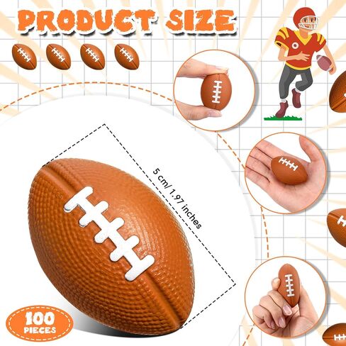 Civaner 100 Packs Mini Football Sports Stress Balls Foam Small Football Mini Sports rugbys Small Foam Relief Balls Party Favors for Carnival Reward(Brown) in Saudi Arabia