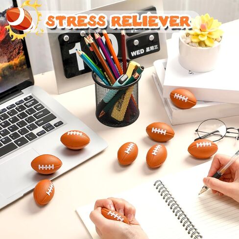 Civaner 100 Packs Mini Football Sports Stress Balls Foam Small Football Mini Sports rugbys Small Foam Relief Balls Party Favors for Carnival Reward(Brown) in Saudi Arabia