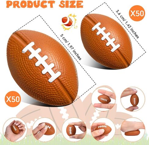 Civaner 100 Packs Mini Football Sports Stress Balls Foam Small Football Mini Sports rugbys Small Foam Relief Balls Party Favors for Carnival Reward(Brown) in Saudi Arabia
