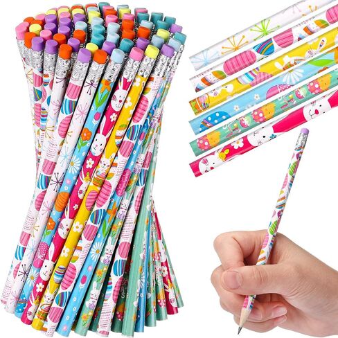 TecUnite 120 Pcs HB Pencils Unsharpened Pencils with Wooden Hexagonal Pen for Adults Gifts Graphite Pen for Exams Office Sketching(Bunny) in Saudi Arabia