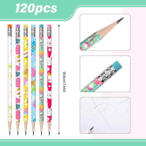 TecUnite 120 Pcs HB Pencils Unsharpened Pencils with Wooden Hexagonal Pen for Adults Gifts Graphite Pen for Exams Office Sketching(Bunny) in Saudi Arabia