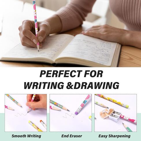 TecUnite 120 Pcs HB Pencils Unsharpened Pencils with Wooden Hexagonal Pen for Adults Gifts Graphite Pen for Exams Office Sketching(Bunny) in Saudi Arabia