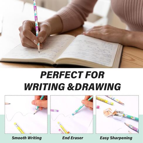 TecUnite 120 Pcs HB Pencils Unsharpened Pencils with Wooden Hexagonal Pen for Adults Gifts Graphite Pen for Exams Office Sketching(Bunny) in Saudi Arabia