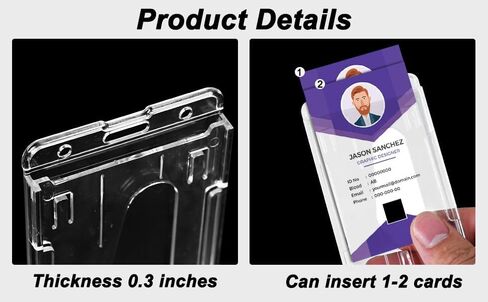 Horizontal Clear Badge Holders and Retractable Round Badge Reel Clips, Transparent PC Hard Plastic ID Name Card Holder with Thumb Slot,for Office School Hospitl Driver Passe in Saudi Arabia