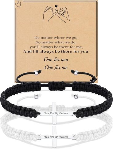 Valentine Gifts for Him Gifts for Men Couples BraceletsAdjustable Cross Bracelet Handmade Braided Rope Engraved Bracelet Easter Christian Gifts Stocking Stuffers for Him in Saudi Arabia