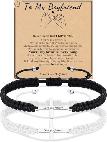 Valentine Gifts for Him Gifts for Men Couples BraceletsAdjustable Cross Bracelet Handmade Braided Rope Engraved Bracelet Easter Christian Gifts Stocking Stuffers for Him in Saudi Arabia