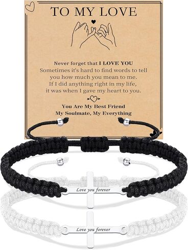 Valentine Gifts for Him Gifts for Men Couples BraceletsAdjustable Cross Bracelet Handmade Braided Rope Engraved Bracelet Easter Christian Gifts Stocking Stuffers for Him in Saudi Arabia