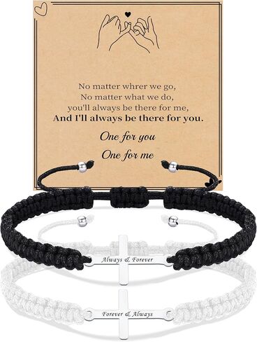 Valentine Gifts for Him Gifts for Men Couples BraceletsAdjustable Cross Bracelet Handmade Braided Rope Engraved Bracelet Easter Christian Gifts Stocking Stuffers for Him in Saudi Arabia