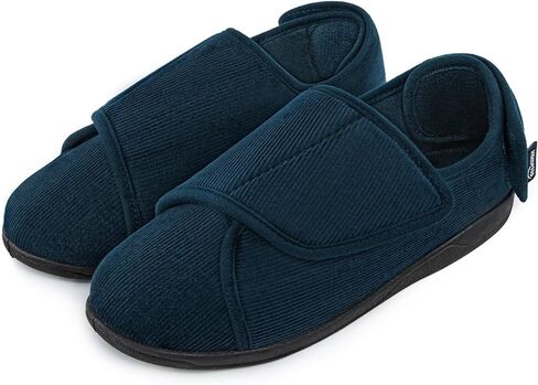 HomeTop Men's Adjustable Hook and Loop Memory Foam Diabetic Slippers, Comfy Indoor Outdoor Extra Wide House Shoes for Swollen Feet in Saudi Arabia
