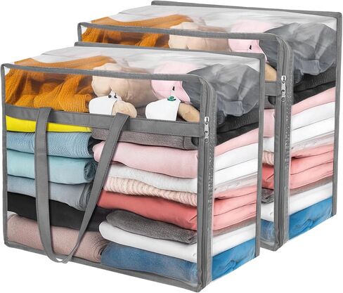 Budding Joy 6 Pack Clear Zippered Storage Bags for Clothes,40L Closet Organizers and Storage Containers Vinyl Moving Bag for Bedding, Linen, Blankets, Comforters, Clothing & Toys in Saudi Arabia