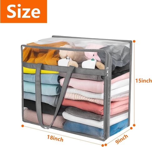 Budding Joy 6 Pack Clear Zippered Storage Bags for Clothes,40L Closet Organizers and Storage Containers Vinyl Moving Bag for Bedding, Linen, Blankets, Comforters, Clothing & Toys in Saudi Arabia