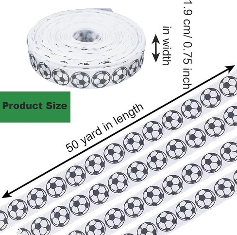 50 Yards Sports Soccer Ribbon Black and White Striped Ribbon Soccer Pattern Ribbon for DIY Gift Wrap Wedding Themed Party Craft Decoration Floral Design(1 Piece) in Kuwait
