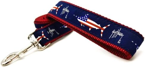 Preston Heavy Duty Adjustable Dog Collar or Dog Leash - Ideal Dog Collars and Leashes Come in Different Sizes for All Dogs. Guy Harvey USA Marlin (Medium Collar 1.25 inch), Red, White, Blue in Kuwait