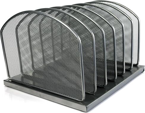 Huron 5-Slot Vertical File Binder Organizer Storage, Black Steel Mesh in Kuwait