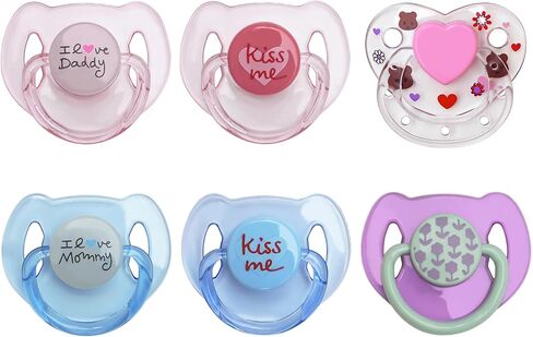 Magnetic Pacifier Pink Blue Set 6 Pieces for Reborn Baby Dolls Feeding Toy Accessories Suitable for Kids Gifts (Pink&Blue Style) in Saudi Arabia