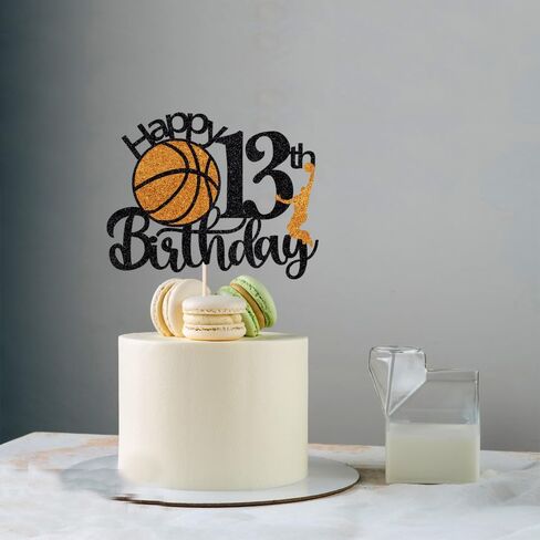 Basketball Happy 13th Birthday Cake Topper，Basketball Sports Cake Pick Cheers to 13 Years Birthday Cake Decoration,Kids Boys Girls Sport Theme Thirteen Birthday Party Supplies in Kuwait