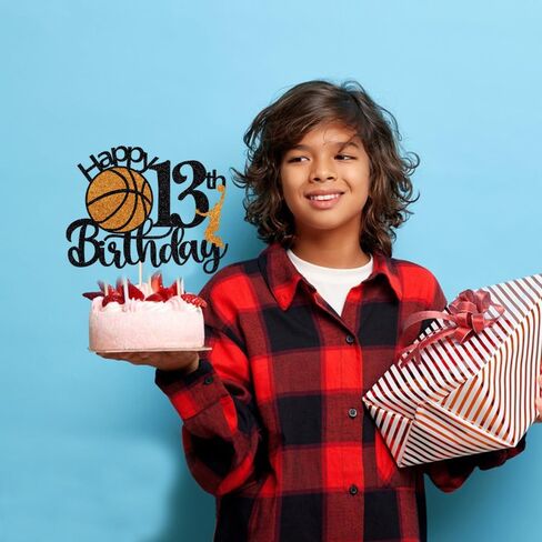 Basketball Happy 13th Birthday Cake Topper，Basketball Sports Cake Pick Cheers to 13 Years Birthday Cake Decoration,Kids Boys Girls Sport Theme Thirteen Birthday Party Supplies in Kuwait