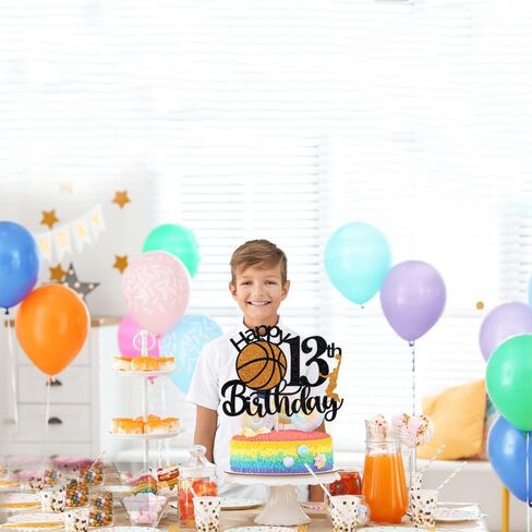 Basketball Happy 13th Birthday Cake Topper，Basketball Sports Cake Pick Cheers to 13 Years Birthday Cake Decoration,Kids Boys Girls Sport Theme Thirteen Birthday Party Supplies in Kuwait