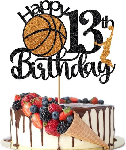 Basketball Happy 13th Birthday Cake Topper，Basketball Sports Cake Pick Cheers to 13 Years Birthday Cake Decoration,Kids Boys Girls Sport Theme Thirteen Birthday Party Supplies in Kuwait