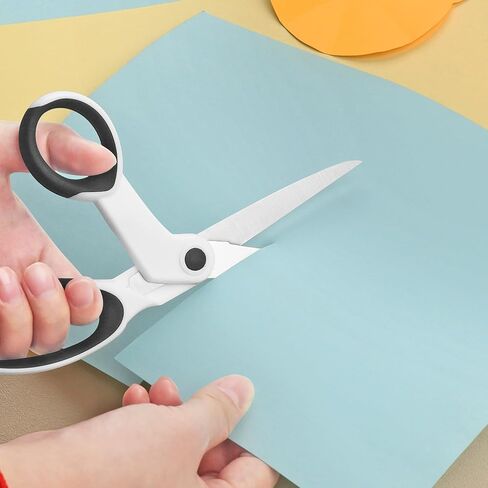 Left-Handed Fabric Scissors, 2-Piece 8-Inch Stainless Steel Scissors Set with Soft Grips for Home, School, Office, Sewing Fabric, White/Black in Kuwait